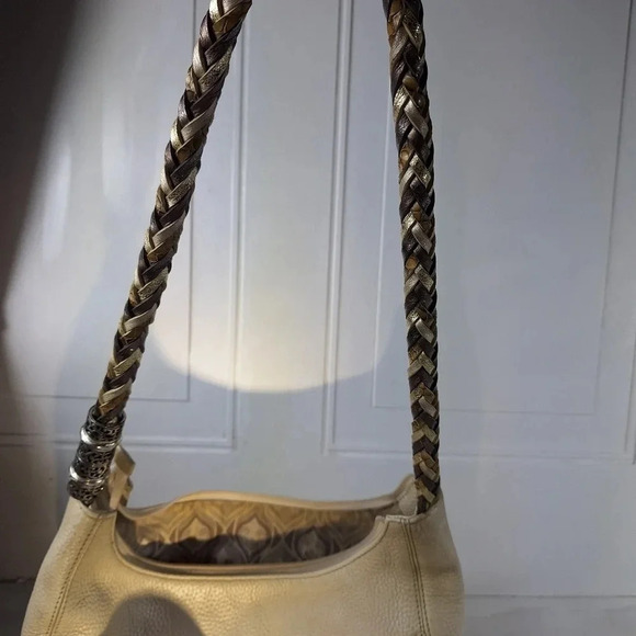 Brighton Barbados Ziptop Hobo Pearl Leather Bag Purse - Picture 8 of 13